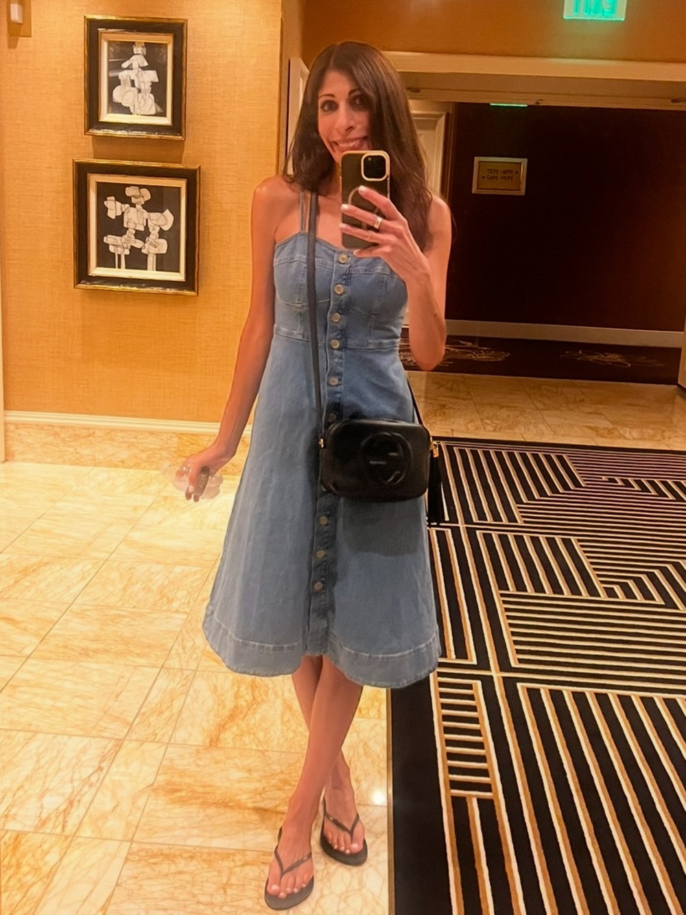 Button-Front Light Blue Denim Sundress with Thin Straps